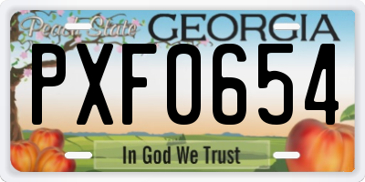 GA license plate PXF0654