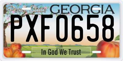 GA license plate PXF0658