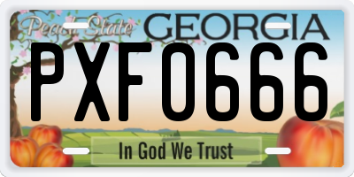 GA license plate PXF0666