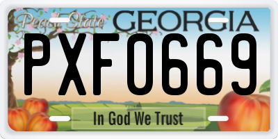 GA license plate PXF0669