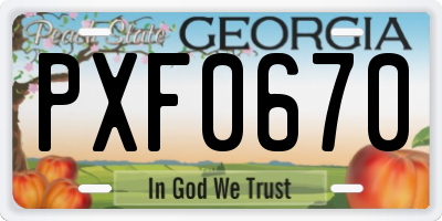GA license plate PXF0670