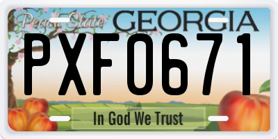 GA license plate PXF0671