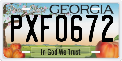 GA license plate PXF0672