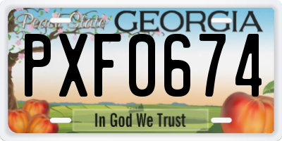 GA license plate PXF0674