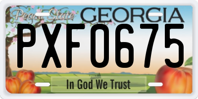 GA license plate PXF0675