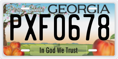 GA license plate PXF0678
