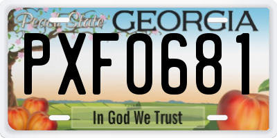 GA license plate PXF0681