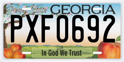 GA license plate PXF0692