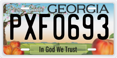 GA license plate PXF0693