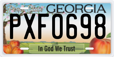 GA license plate PXF0698
