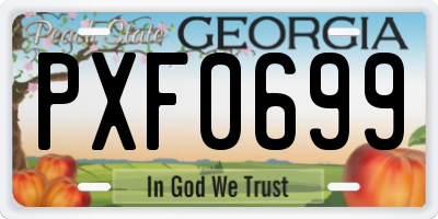GA license plate PXF0699