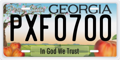 GA license plate PXF0700