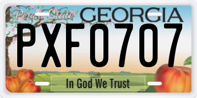 GA license plate PXF0707
