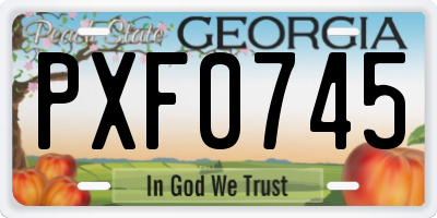 GA license plate PXF0745