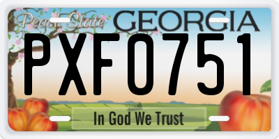 GA license plate PXF0751