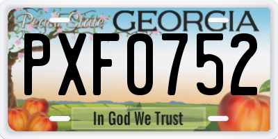 GA license plate PXF0752