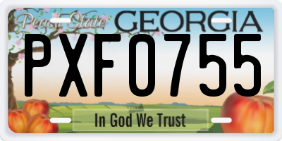 GA license plate PXF0755