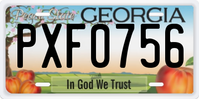 GA license plate PXF0756