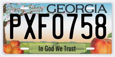 GA license plate PXF0758