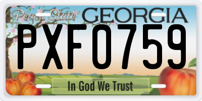 GA license plate PXF0759
