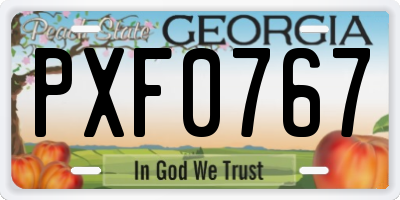 GA license plate PXF0767