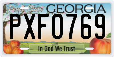 GA license plate PXF0769