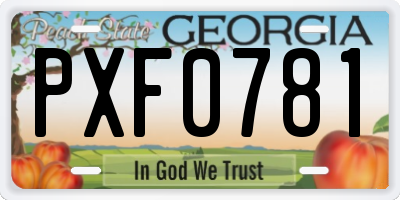 GA license plate PXF0781