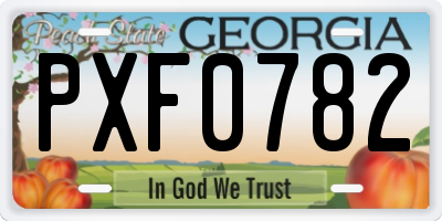GA license plate PXF0782