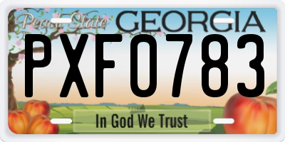 GA license plate PXF0783