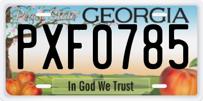 GA license plate PXF0785