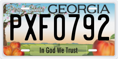 GA license plate PXF0792