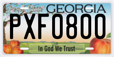 GA license plate PXF0800