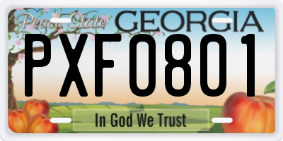 GA license plate PXF0801