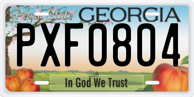 GA license plate PXF0804