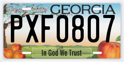 GA license plate PXF0807