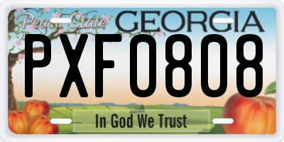 GA license plate PXF0808