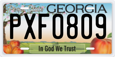 GA license plate PXF0809