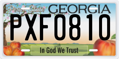 GA license plate PXF0810