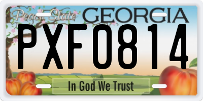GA license plate PXF0814