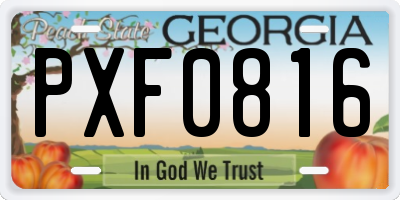 GA license plate PXF0816