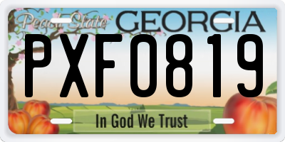 GA license plate PXF0819
