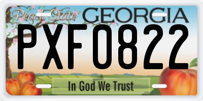 GA license plate PXF0822