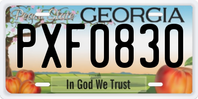 GA license plate PXF0830