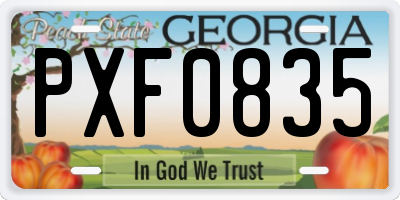 GA license plate PXF0835