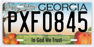 GA license plate PXF0845