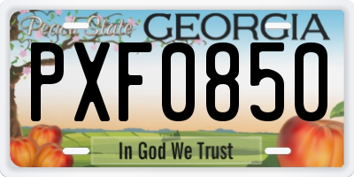 GA license plate PXF0850