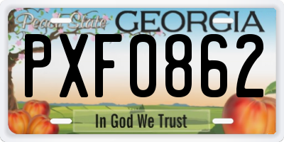 GA license plate PXF0862