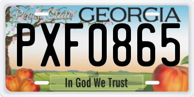 GA license plate PXF0865