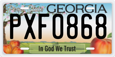 GA license plate PXF0868