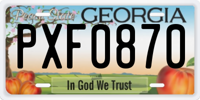 GA license plate PXF0870